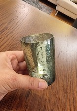 Hübsches Windlicht, Teelichthalter aus Bauernsilber, Shabby Antik, grün