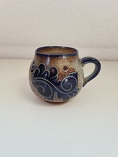 Schöne Tee oder Kaffee Tasse Blumenmuster Blau Braun Landhausstil Handarbeit 