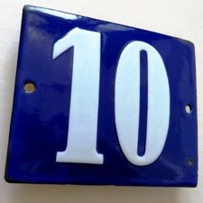 HAUSNUMMER 10 = Antikes Emailschild um 1925 TOP Tür Eingang Haustür = ZUCKERGUSS