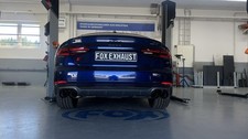 FOX Edelstahl Sportauspuff + Klappenstrg. Audi S5 B9 Typ F5 je 2x100mm BLACK