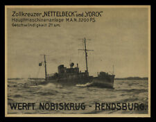Alte Werbung 1938 Zollkreuzer Nettelbeck + Yorck WERFT NOBISKRUG Rendsburg