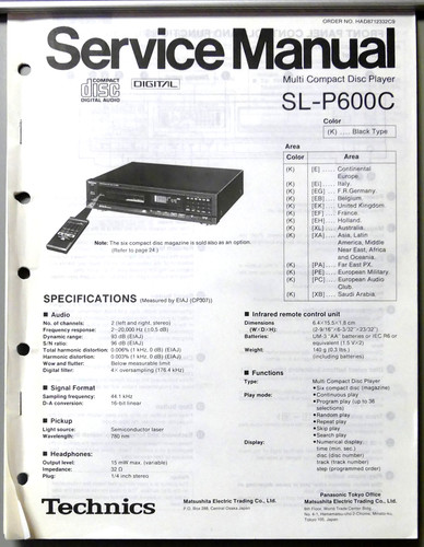 Technics p600c service - sl-p600c,