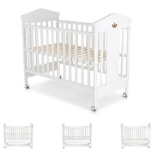 Cangaroo Babybett Wing 120 x 60 cm Gitterbett Buchenholz Räder 3 Höhenpositionen