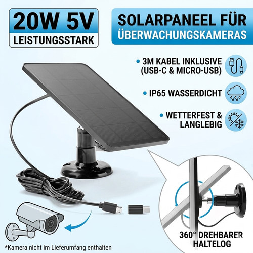 20w solarpanel 360 für dc - 20w, 360°