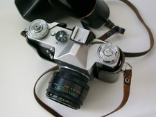 Vintage Kamera Fotoapparat ZENIT-E UdSSR schwarze Ledertasche ungeprüft gepflegt