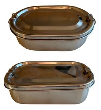 Lunchbox Brotdose Vesperdose aus Edelstahl oval + rechteckig 17 / 17,5x11,5x5cm