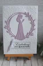 3D Einladungskarten Konfirmation Kommunion  hell Lila Flieder