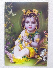 Indien Hindu Bal Gopal Lord Krishna Krishna Religiös Original Postkarte...