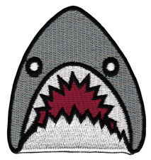ak99★Hai Fisch Grau Shark Aufnäher aufbügeln Bügelbild Patch Flicken 6,5 x 6,8cm