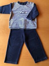 Jungen Schlafanzug 104, Nicki, 80 % Baumwolle, blau-weiß