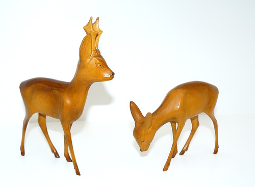 Rehe holz geschnitzt - rehe,