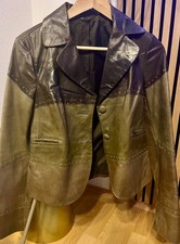 Stefanel echt Lederjacke Hellbraun mit olivgrün 36 Neu mit Etikett