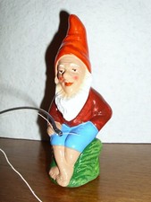 Alter Gartenzwerg aus Ton, Angler ca. 14 cm groß, Gräfenroda, Gnom, Zwerg