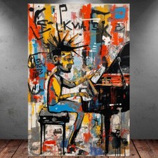 LEINWAND BILD ER XXL MUSIKER KLAVIER JAZZ BUNT GRAFFITI ABSTRAKT WAND POSTER