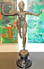 BRONZE SKULPTUR auf MARMORSOCKEL Scheherazade DEKO Figur STATUE Signiert JMA318