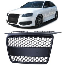 Sport Waben Kühlergrill ohne Emblem Schwarz Matt passend für Audi A3 8P 05-08