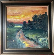 Tobias Nicklitzsch *1982 Ölgemälde Berlin Worpswede Teufelsmoor Rahmen Wümme Öl