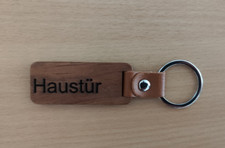 Holz Schlüsselanhänger mit Gravur  ( Haustür )