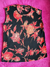 Citiknits Top Gr. M (QVC) Schwarz mit rot-orangen Blumen ❤️TOP❤️