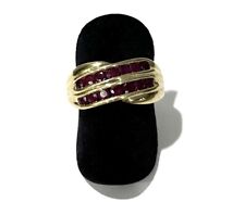 375/- 9kt Gold Ring, Rubin, rund, Muster, 10 mm breit, Gr. 60, guter Zustand
