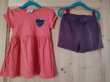 Kinder Mädchen Set 98 Kleid Herz Blumen Motiv Hose kurz Lila Shorts Topolino