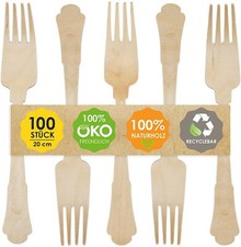 JSM Einwegbesteck aus Holz - 100 Gabeln aus Birkenholz (16/20 cm) 