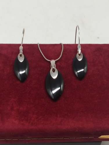 Schmuckset schwarz silber - schwarz, /