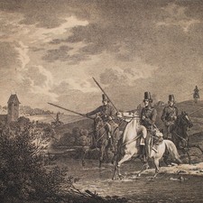 Carl Friedrich Heinzmann donische Kosacken Militär Schlacht getönte Litho 1822