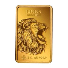 1g Gold Barren Gambia African Big Animals Gold Bars - Lions 2026