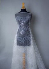 Brautspitze, Bridal lace, bestickt, floral, Tüll, ivory,  Meterware, neu