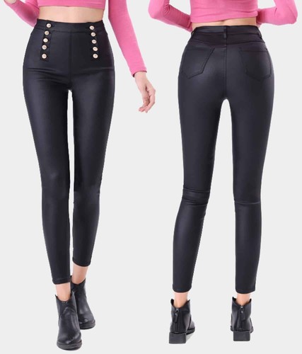 Damen jeggings hose lederoptik - damen,