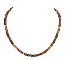 Hessonit Kette - Halskette 925 Silber vergoldet - Edelstein-Collier Granat V786