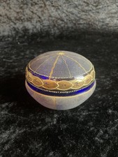 Dose Schatulle Aufbewahrungsdose Prunkvoll Glas Kobaltblau Goldene Akzente 