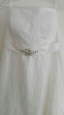 Brautkleid Hochzeitskleid ALinie Ivory Glitzer Perlen Gr. 42/44