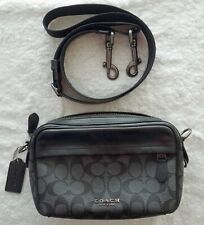 COACH Graham Men's Crossbody In Signatur Canvas Messenger Bag Black Gray