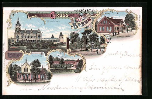 Lithographie berum schloß - lithographie, berum,