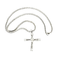 1 edles Kreuz Kette Silber  50 cm Kirche Zubehör f. Kostüm Mönch Nonne Kardinal