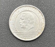 500/- Silbermünze, 3 Reichsmark, Hindenburg, Reichspräsident, 1929, F, Schön