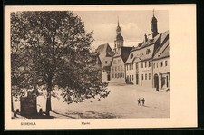 Strehla, Gasthaus zum Rathskeller am Markt, Ansichtskarte 1918 