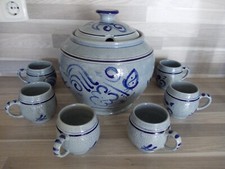 MARZI & REMI Westerwald Bowle Set Service Punschtopf Rumtopf 7 tlg. Steingut 