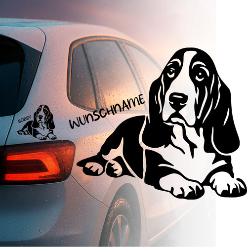 Auto aufkleber basset hound - |,