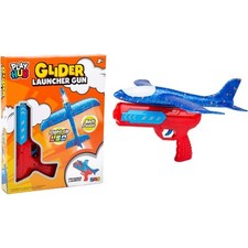 Segelflugzeug Launcher Gun mit LED Weichschaum Flugzeug Leuchten Flugspielzeug Outdoor Spaß 3+