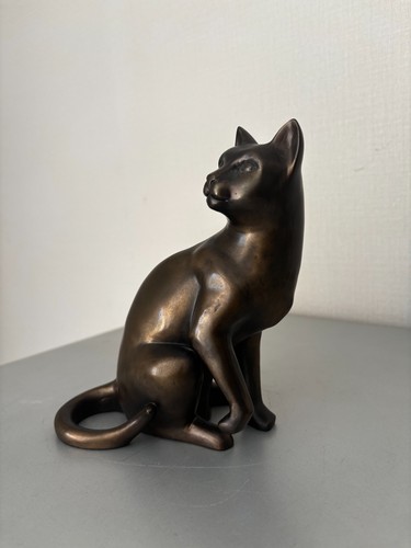 Vintage bronze katze skulptur - vintage,