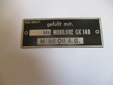 Typenschild Schild Mobilöl Mobilube GX 140 Seilwinde Schlang & Reichart B Ware