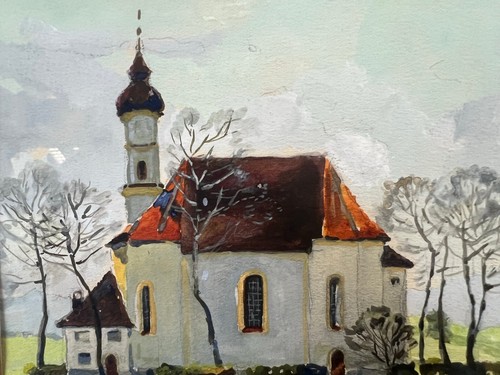 Aquarell eching bei rosenheim - bei,