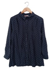 MAMARELLA Damen Bluse Gr. 38/M Blau gepunktet Klassisch Elegant Viskose