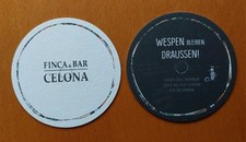 5 Bierdeckel Finca & Bar Celona - zum Glas abdecken mit Loch für Strohalm