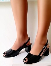 Sandalette schwarz lack 37 - sandalette,