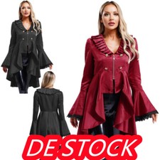 DE~Damen Steampunk Frack Jacke Vintage Mittelalter Renaissance Halloween Kostüm