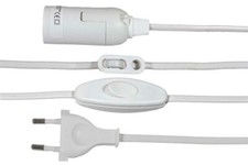 Beleuchtungskabel Lampenkabel weiß Lampenfassung E14 Schalter Stecker